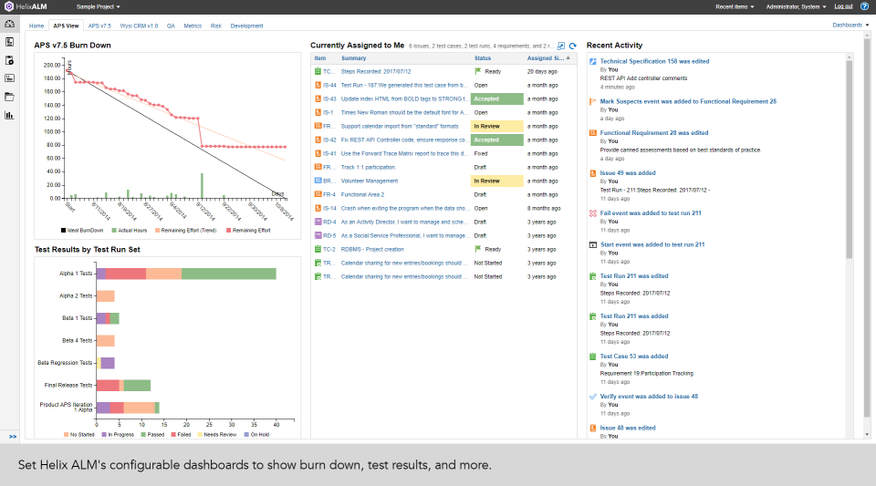 screenshot of Perforce ALM